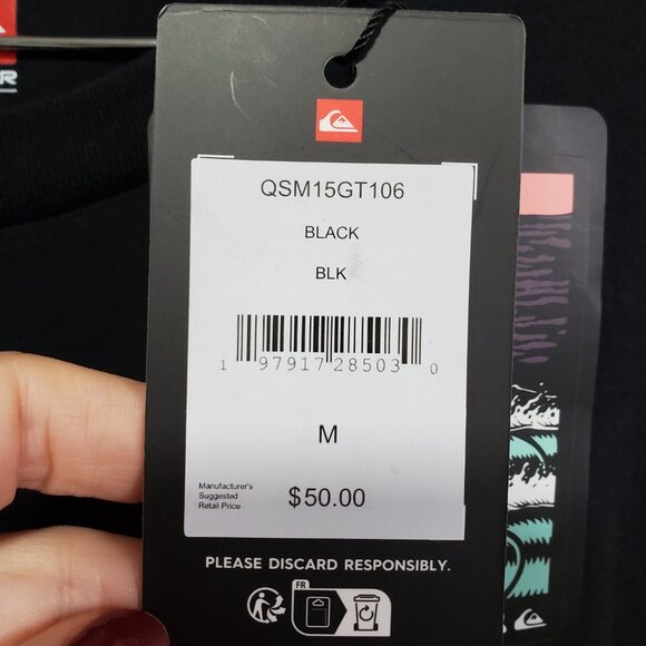 QUIKSILVER NWT Simple Pleasures T-Shirt SS Crewneck Cotton Black Men's Medium - Picture 8 of 11